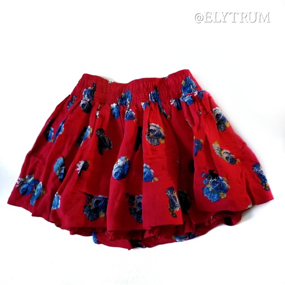 Abercrombie Kids red floral stretchy skirt. - Picture 3 of 5